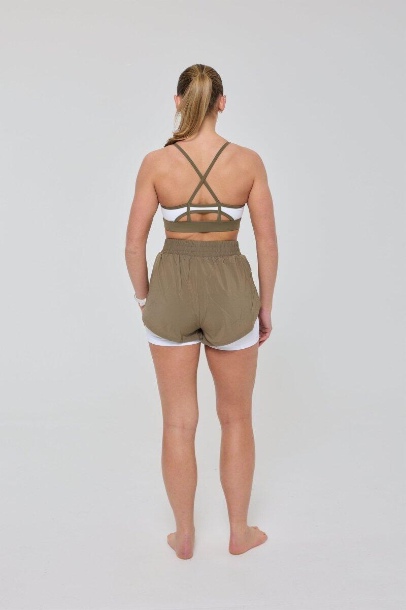 Dames Running Shorts 2-in-1 Elite Khaki 5/7