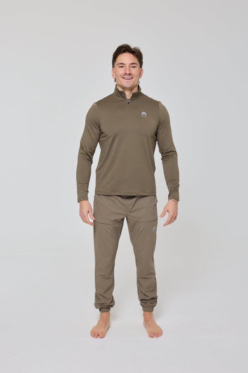 Dames Fitness Sport-Oberteil 1/4-Zip Elite Khaki 2/6