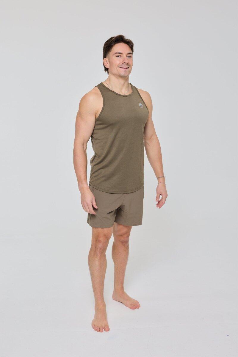 Heren Fitness Sport Tanktop Elite Khaki 6/7