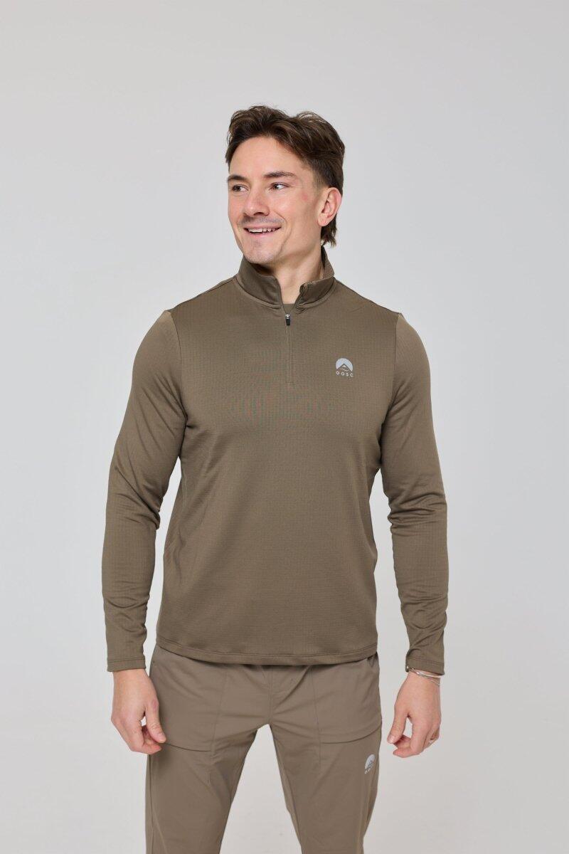 Dames Fitness Sport-Oberteil 1/4-Zip Elite Khaki 5/6