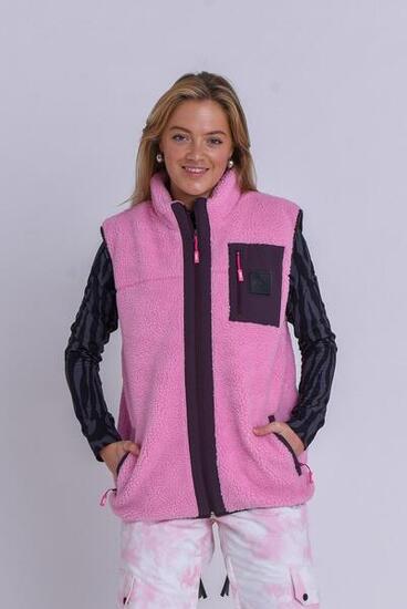Femme Veste Sherpa Sans Manches Method Rose Poudré