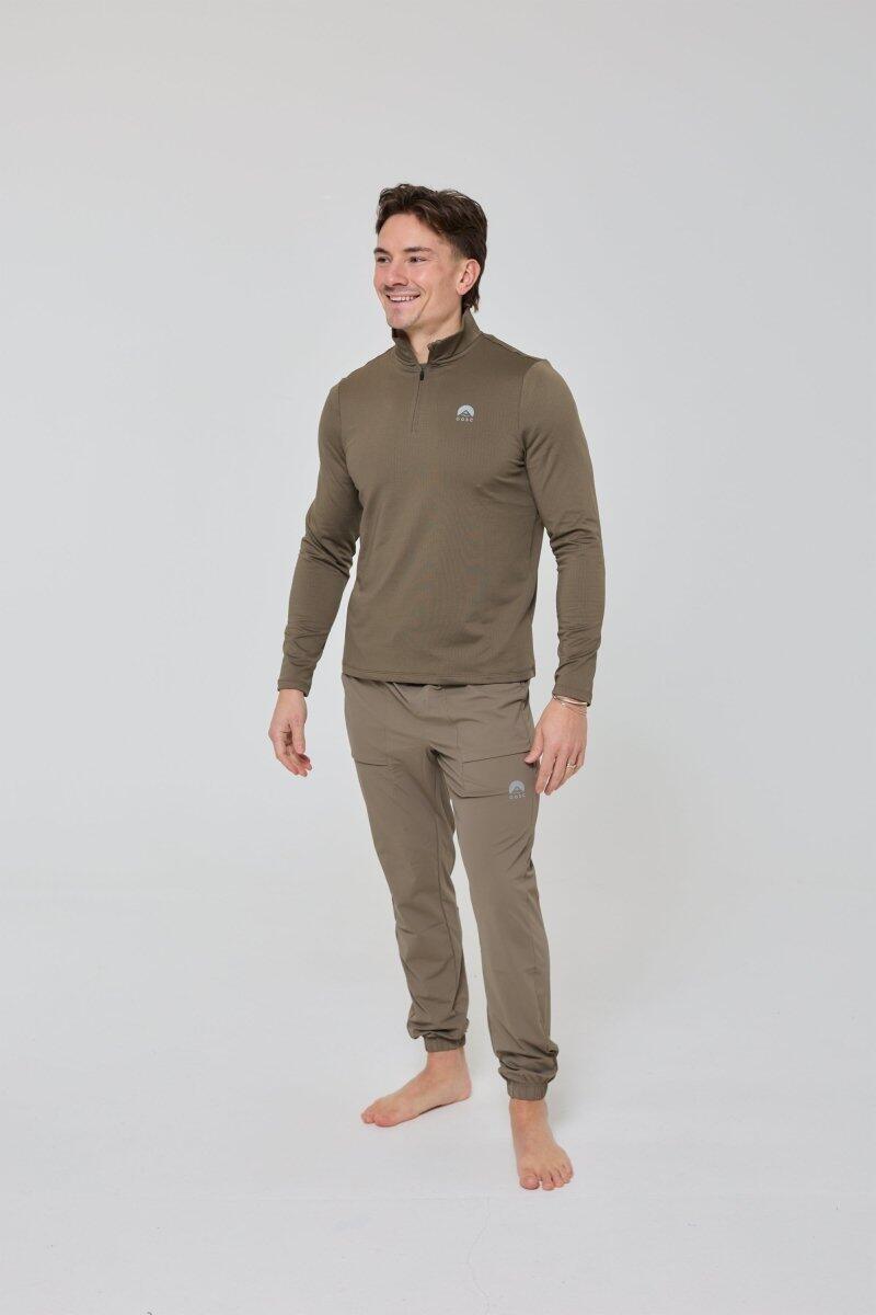 Dames Fitness Sport-Oberteil 1/4-Zip Elite Khaki 4/6