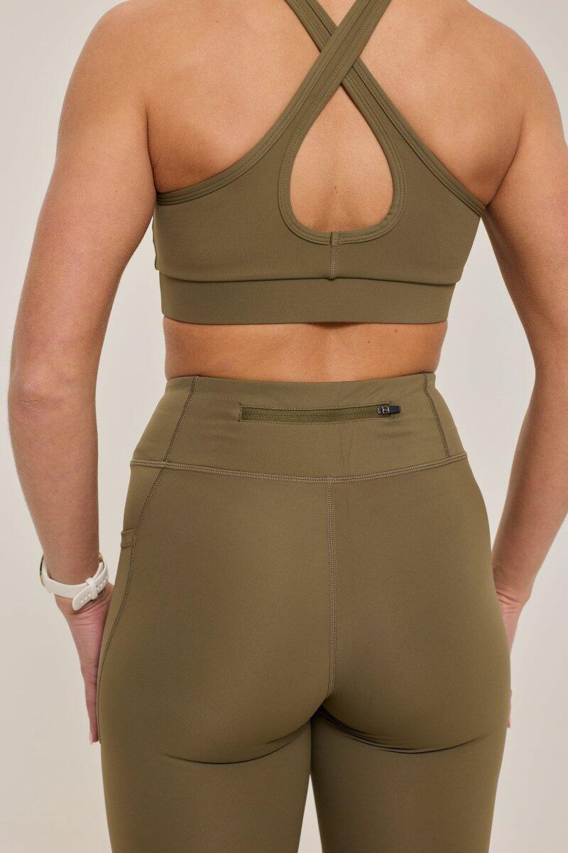 Dames Fitness Sport-BH Hoge Steun Elite Khaki 2/6