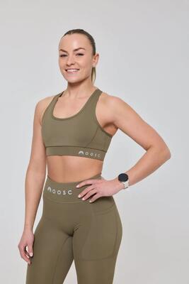 Dames fitness sport-bh hoge steun elite khaki