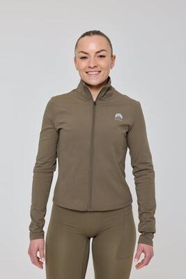 Dames fitness zip-jas crop infinite khaki