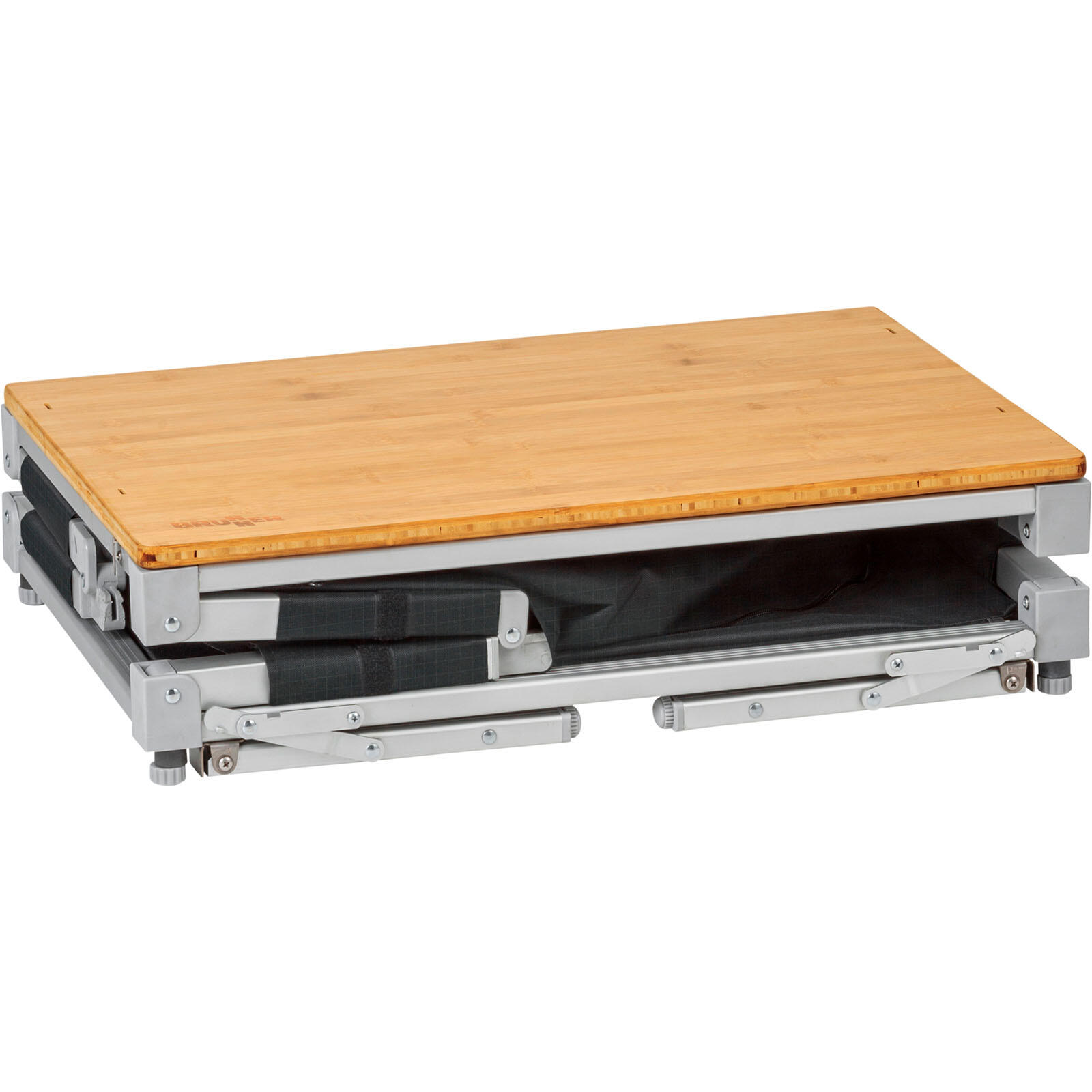 Cocina de camping Azabache Cubo Armario plegable Parrilla Mesa Madera bambú 6/7