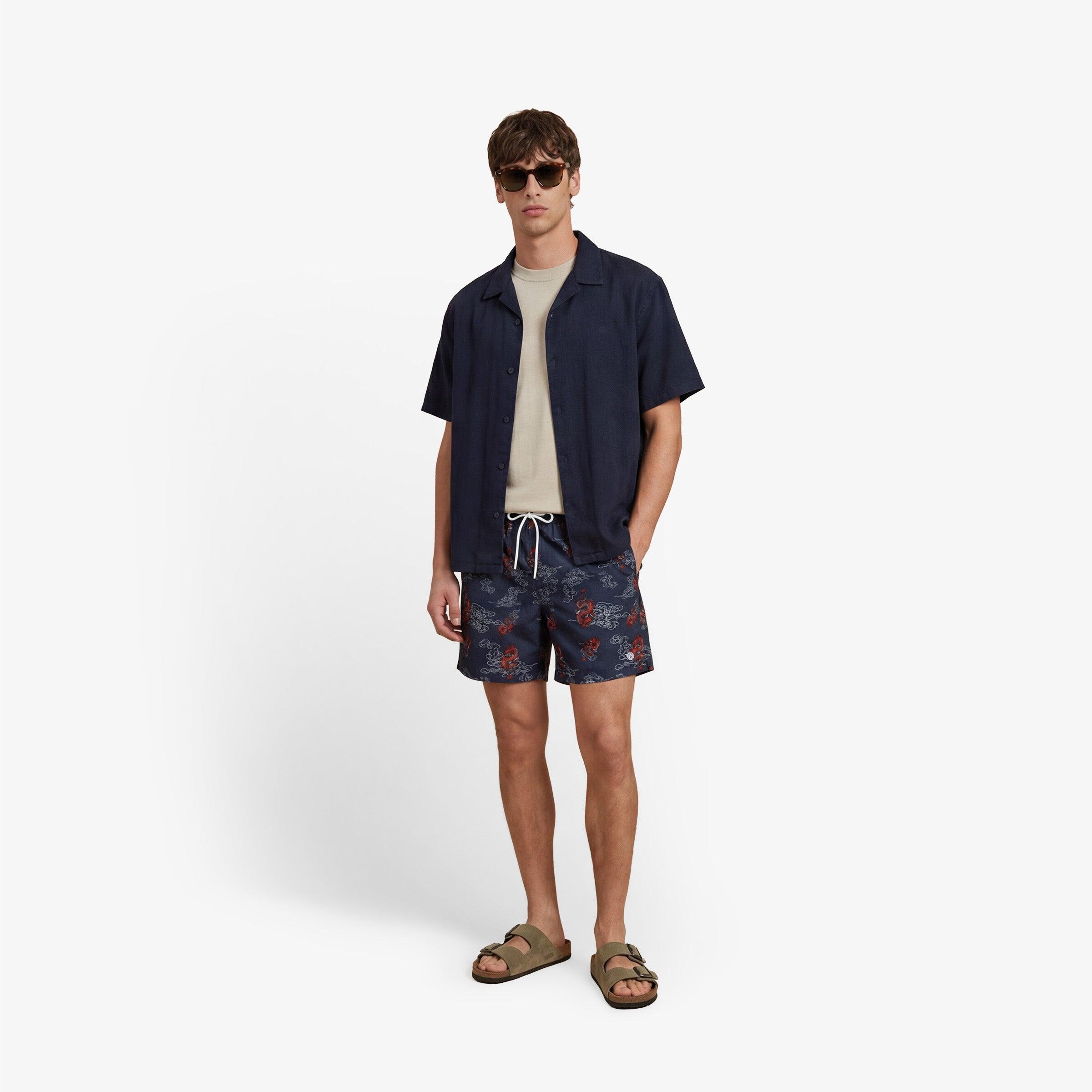 Pantaloncini da bagno con stampa draghi Nestor blu navy 5/5