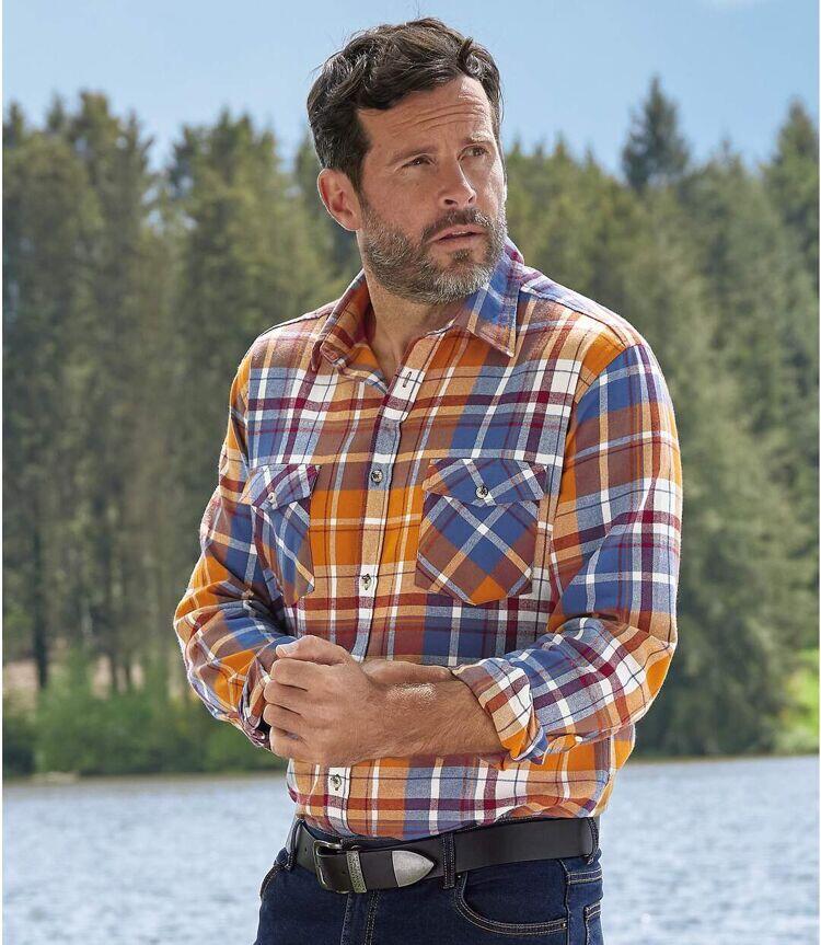 Kariertes Flanellhemd in Herbstfarben 3/7