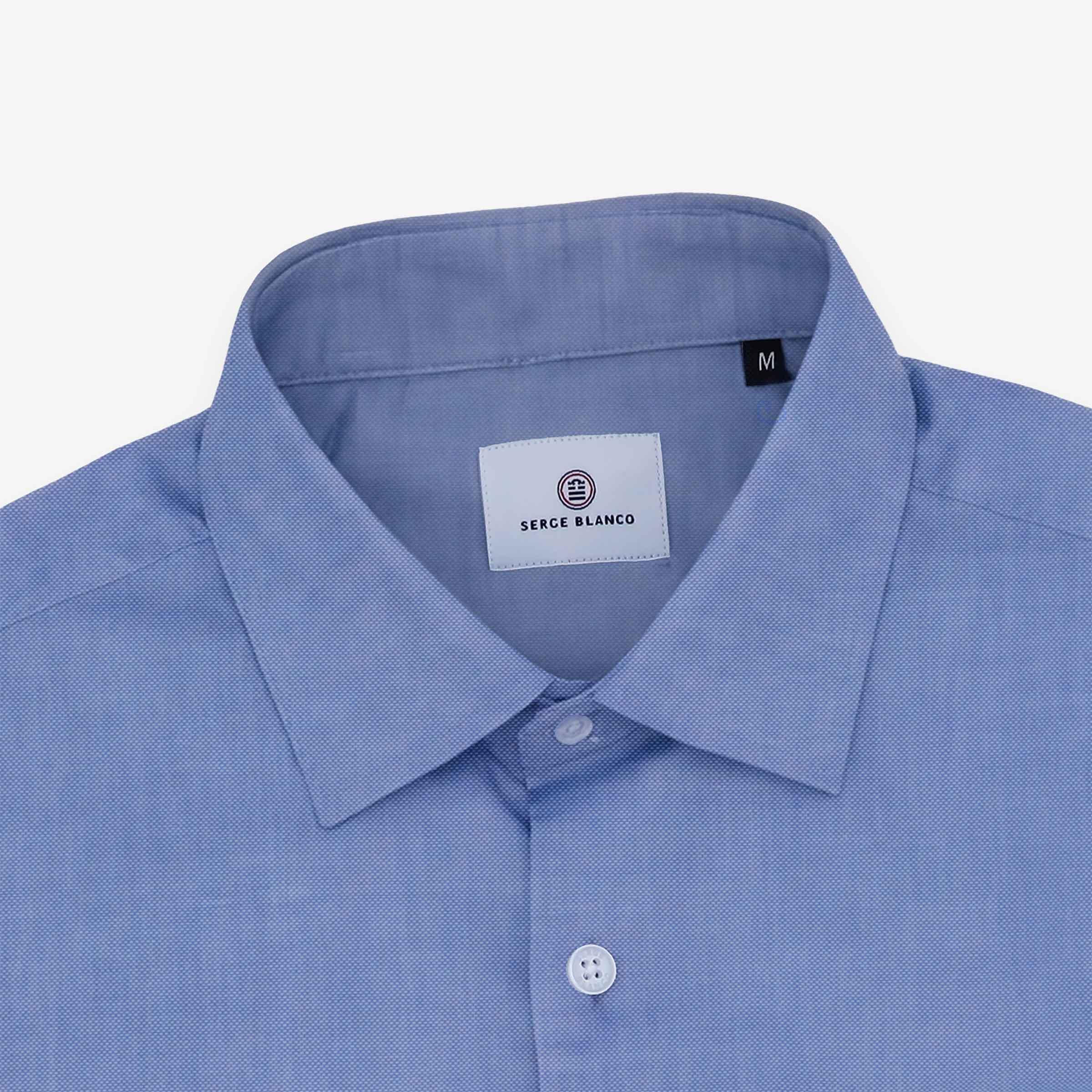 Camisa de manga larga de algodón azul 3/5