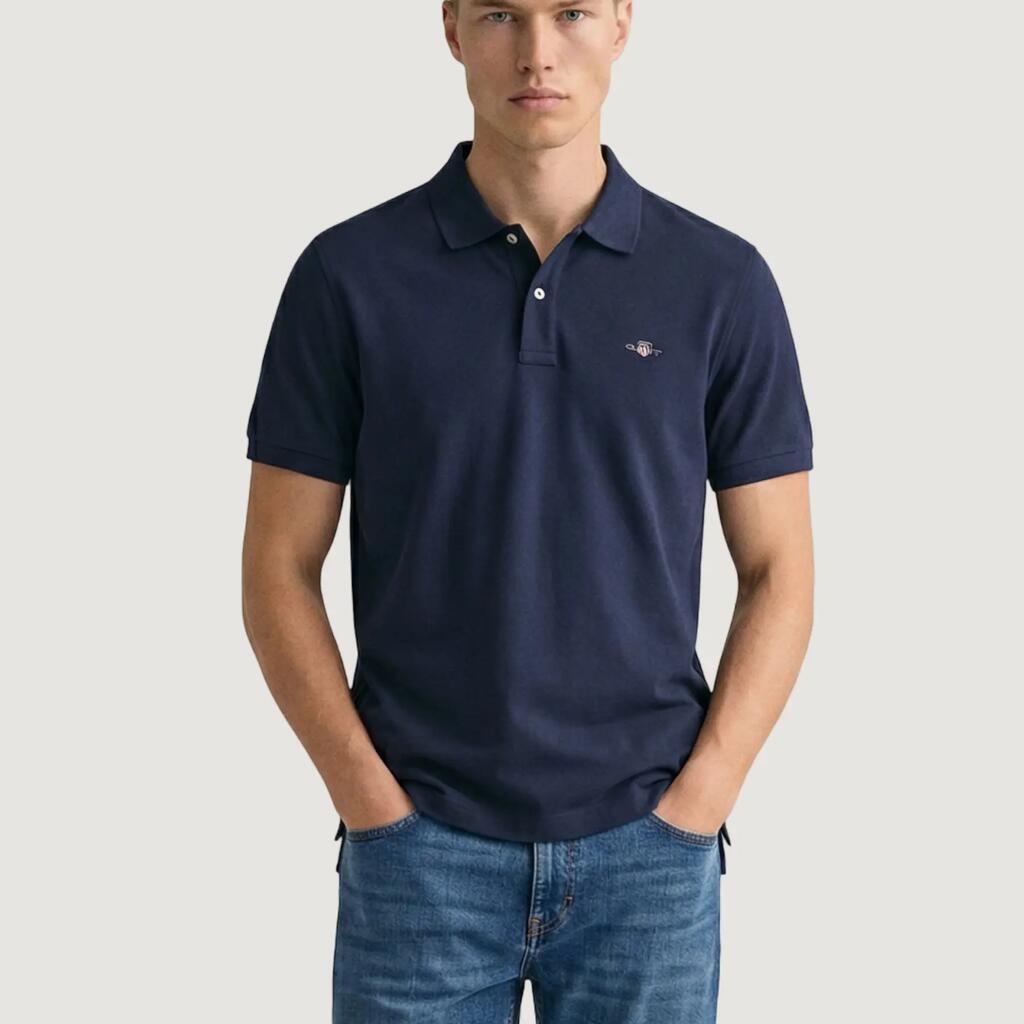 MEN'S short-sleeved polo shirt REG SHIELD SS PIQUE POLO BLUE