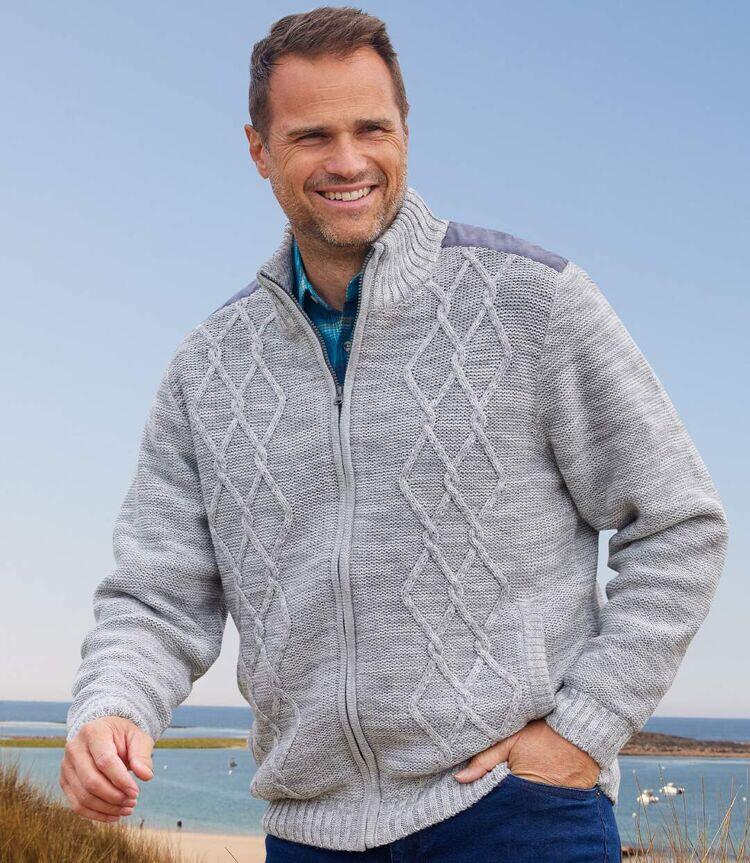 Strickjacke mit Reißverschluss und Fleecefutter 3/7