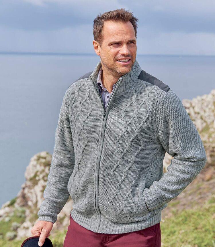 Strickjacke mit Reißverschluss und Fleecefutter 2/7