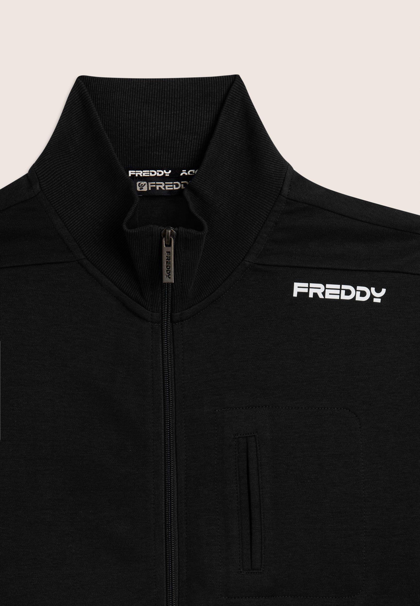 Felpa full zip con taschino e collo alto 3/3