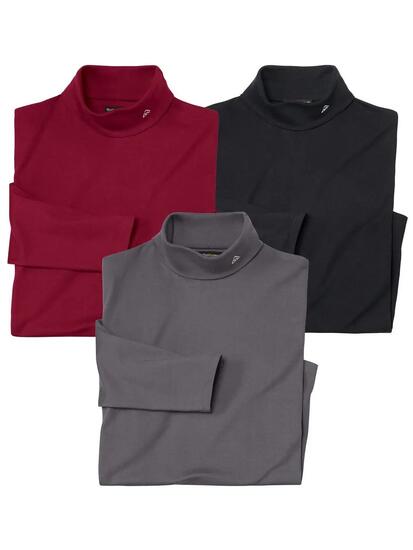 3er-Pack Unterziehpullover mit Rollkragen