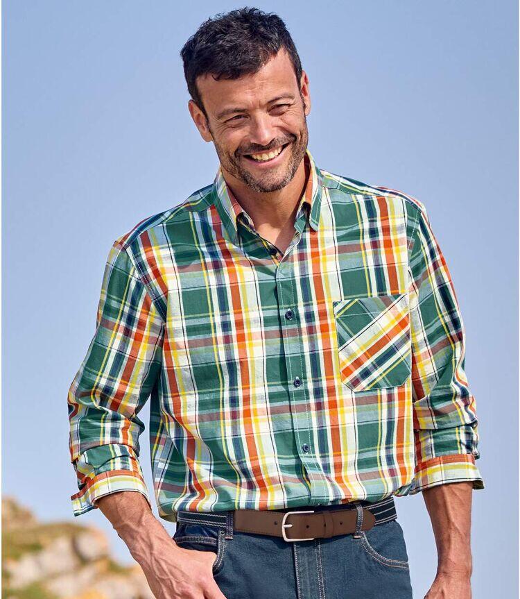 La Chemise Popeline à Carreaux Coton 3/4