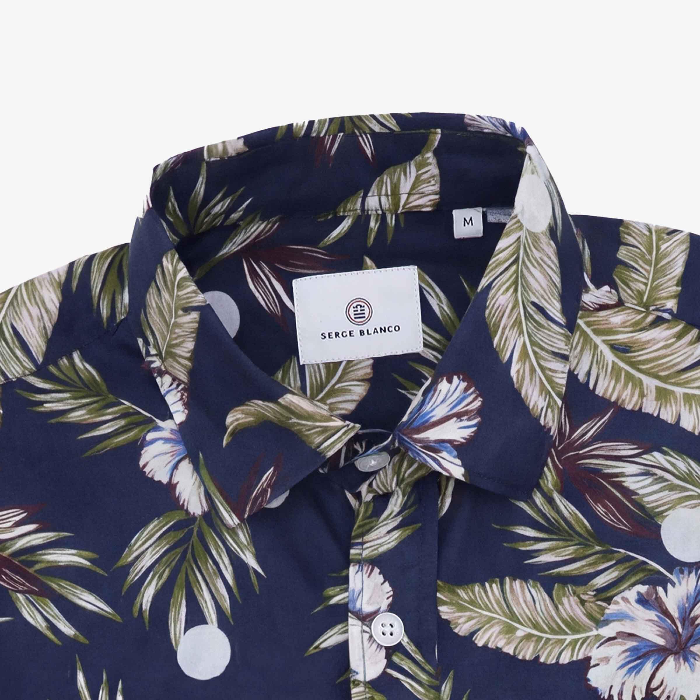 Camicia a maniche lunghe ricamata in cotone viola porpora 3/4