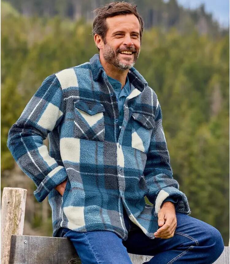 Karierte Hemdjacke aus Sherpa-Fleece 2/6