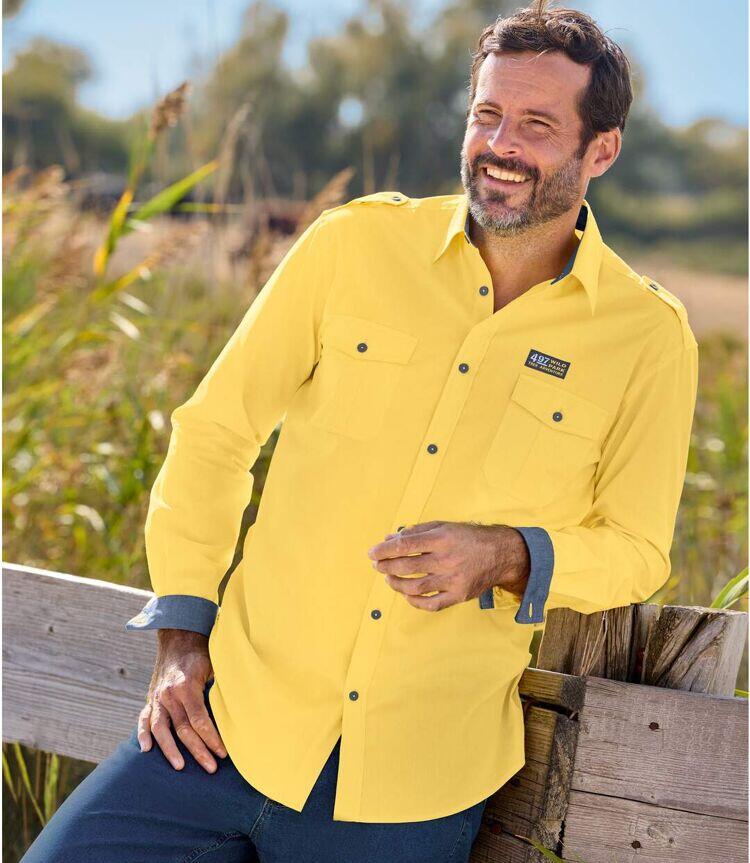 Chemise Pilote en Popeline Jaune  3/6