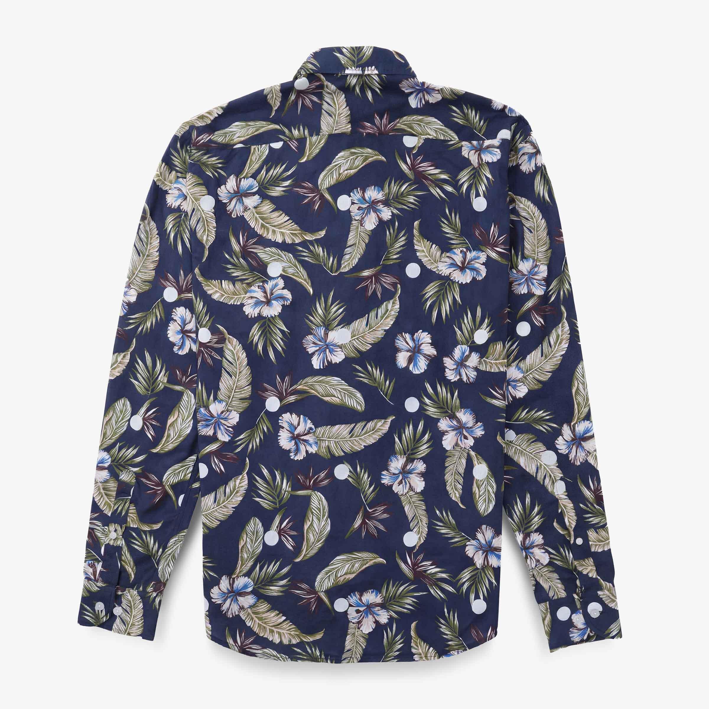 Camicia a maniche lunghe ricamata in cotone viola porpora 2/4