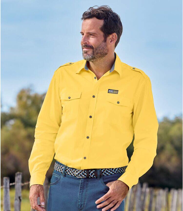 Chemise Pilote en Popeline Jaune  2/6