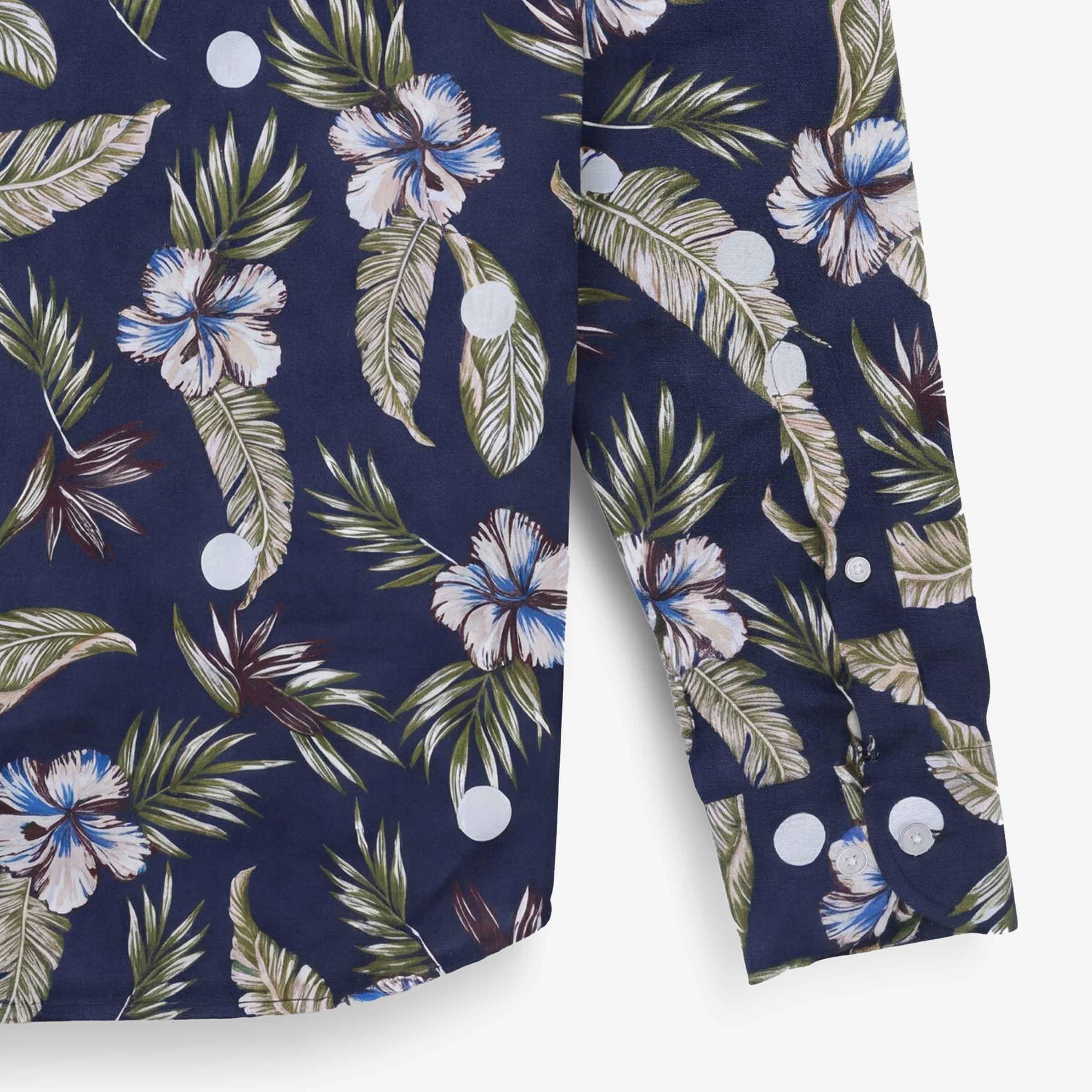 Camicia a maniche lunghe ricamata in cotone viola porpora 4/4