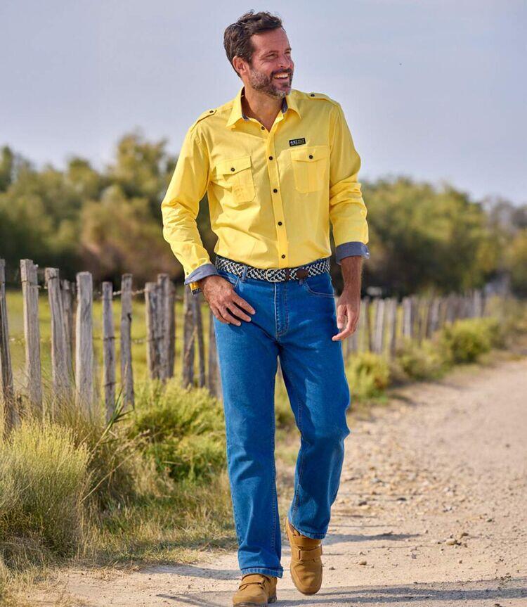 Chemise Pilote en Popeline Jaune  5/6