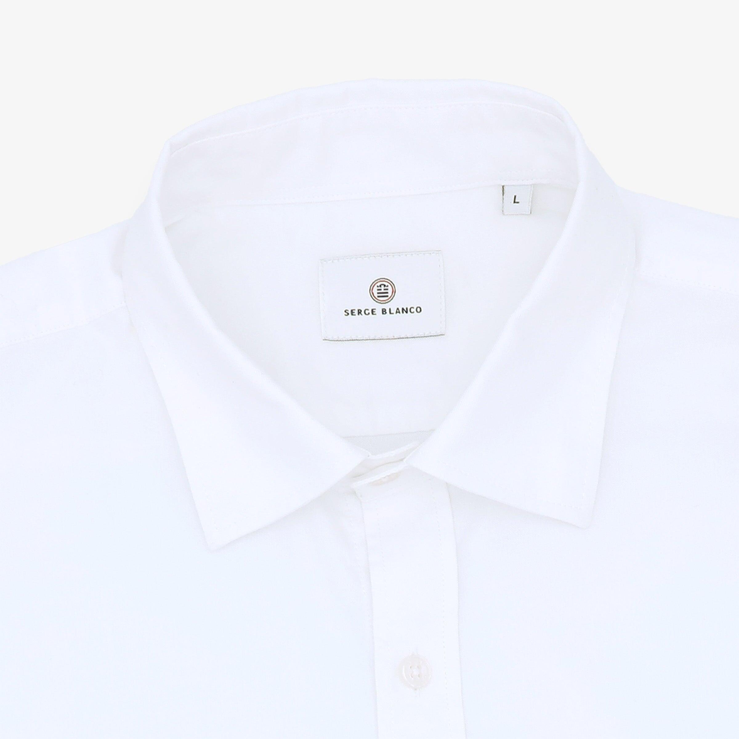 Camicia a maniche corte in tessuto oxford bianco con stampa 4/4