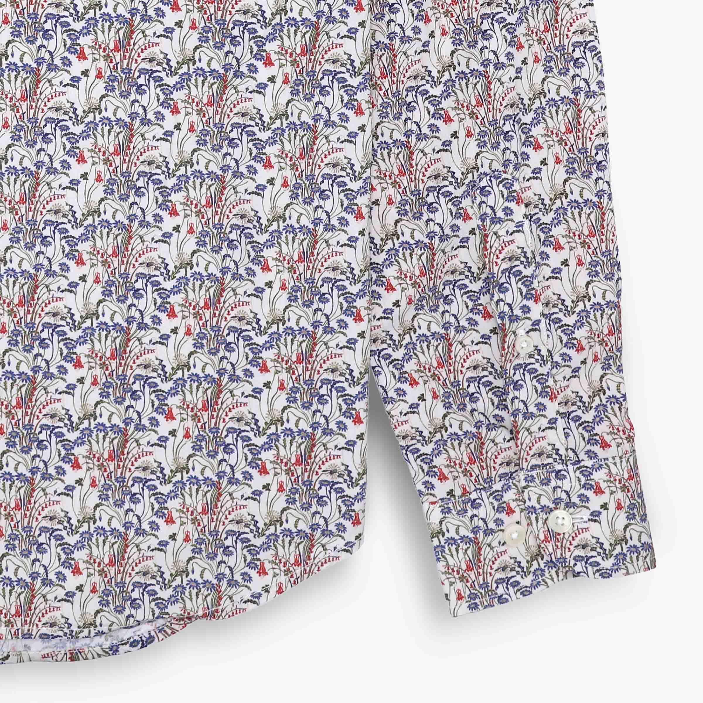 Camicia a maniche lunghe in cotone ricamata bianca e blu 4/4