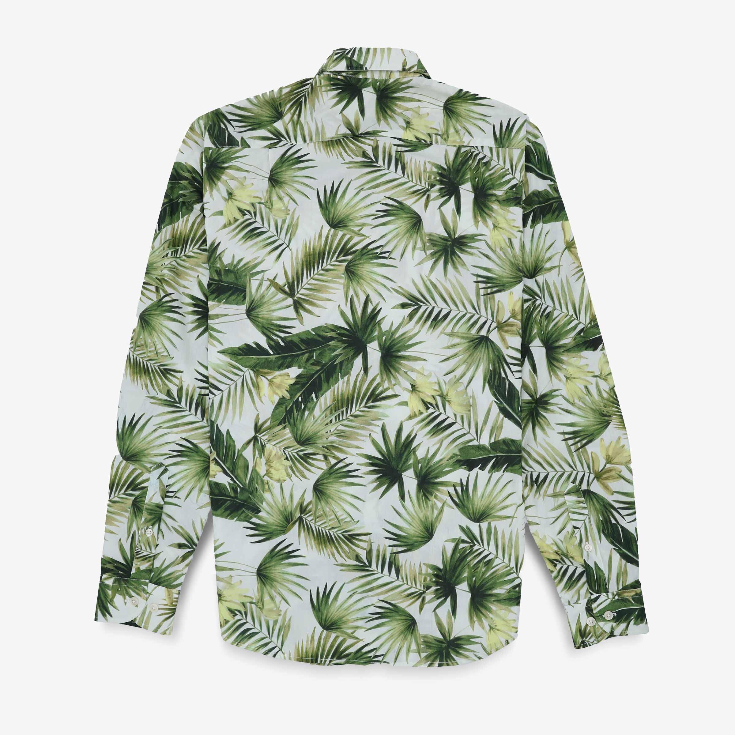 Camicia a maniche lunghe ricamata in cotone verde militare 2/4