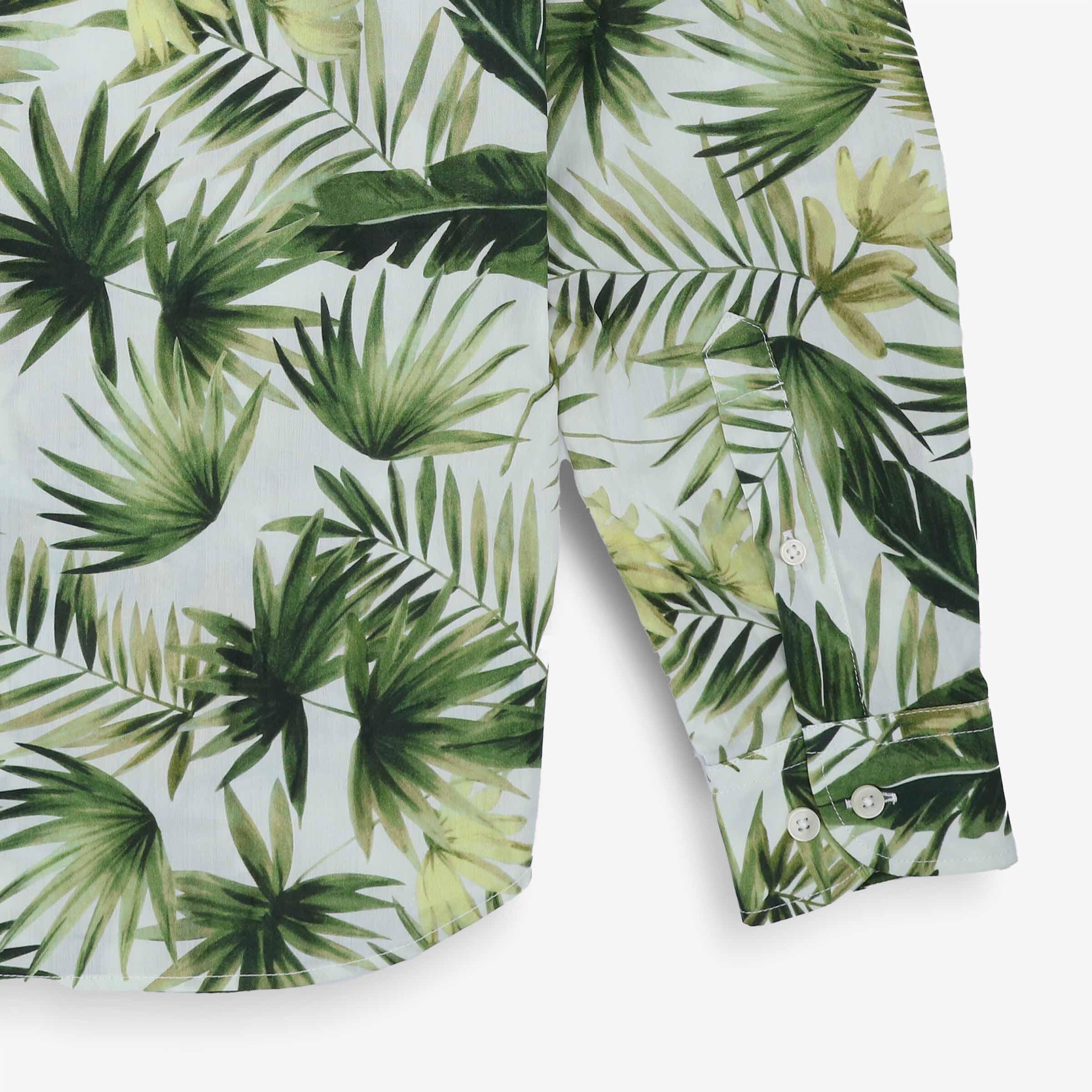 Camicia a maniche lunghe ricamata in cotone verde militare 4/4