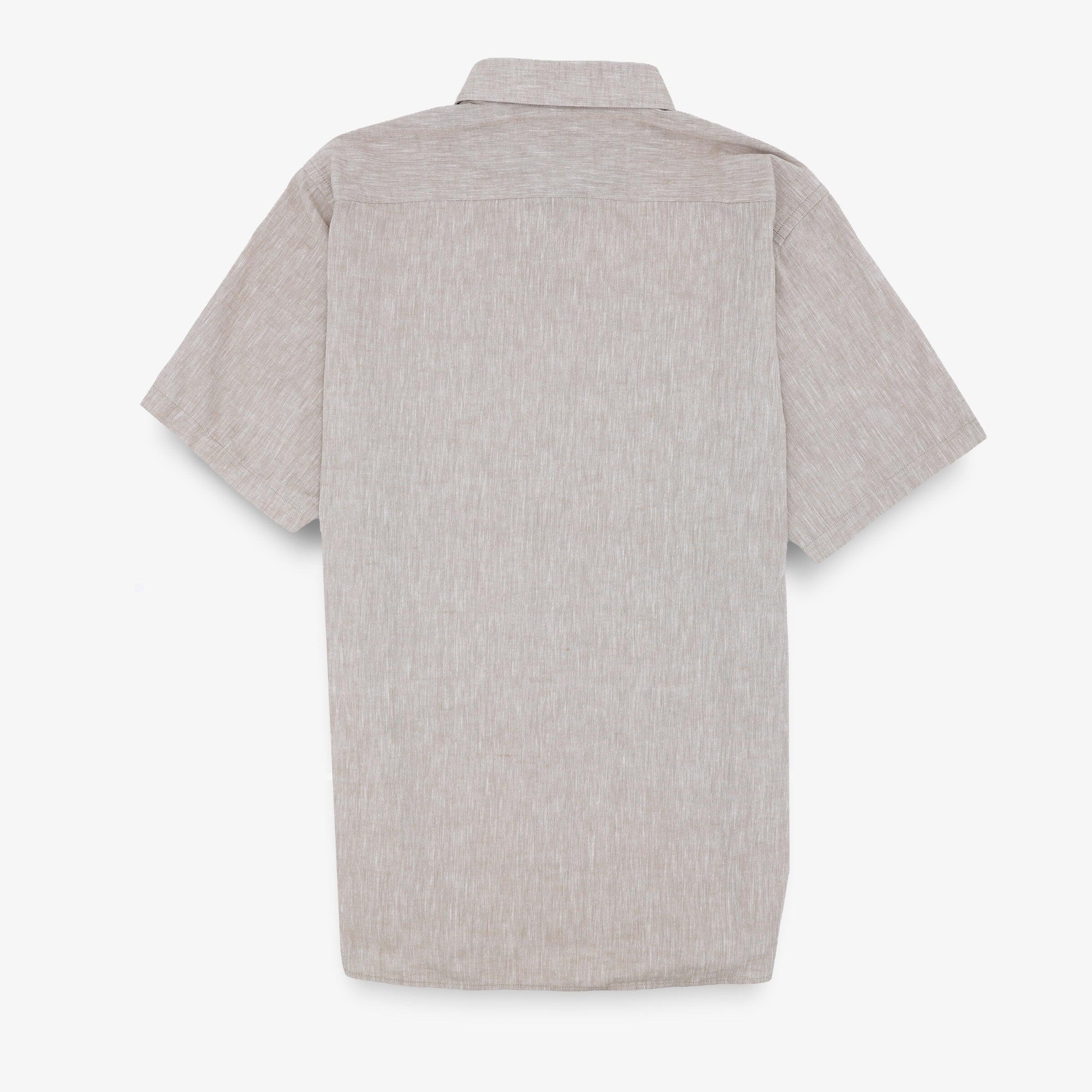 Camisa de manga corta regular beige con estampado 2/4