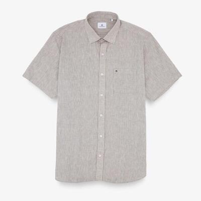 Beige overhemd met korte mouwen en print