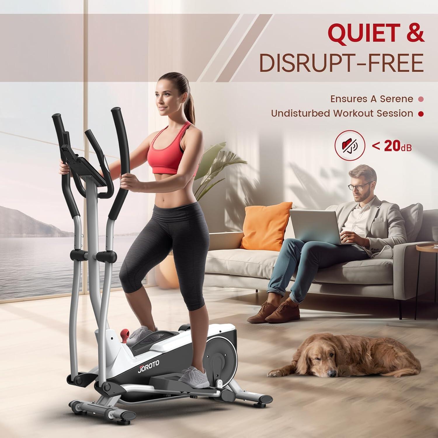 JE30 Vélo elliptique, 8 résistance magnétique, capteurs de pouls et app, 150 KG 3/7