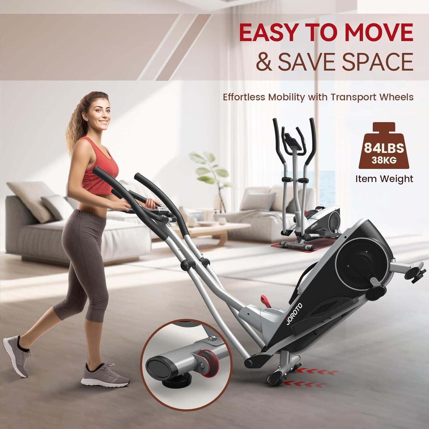 JE30 Vélo elliptique, 8 résistance magnétique, capteurs de pouls et app, 150 KG 5/7