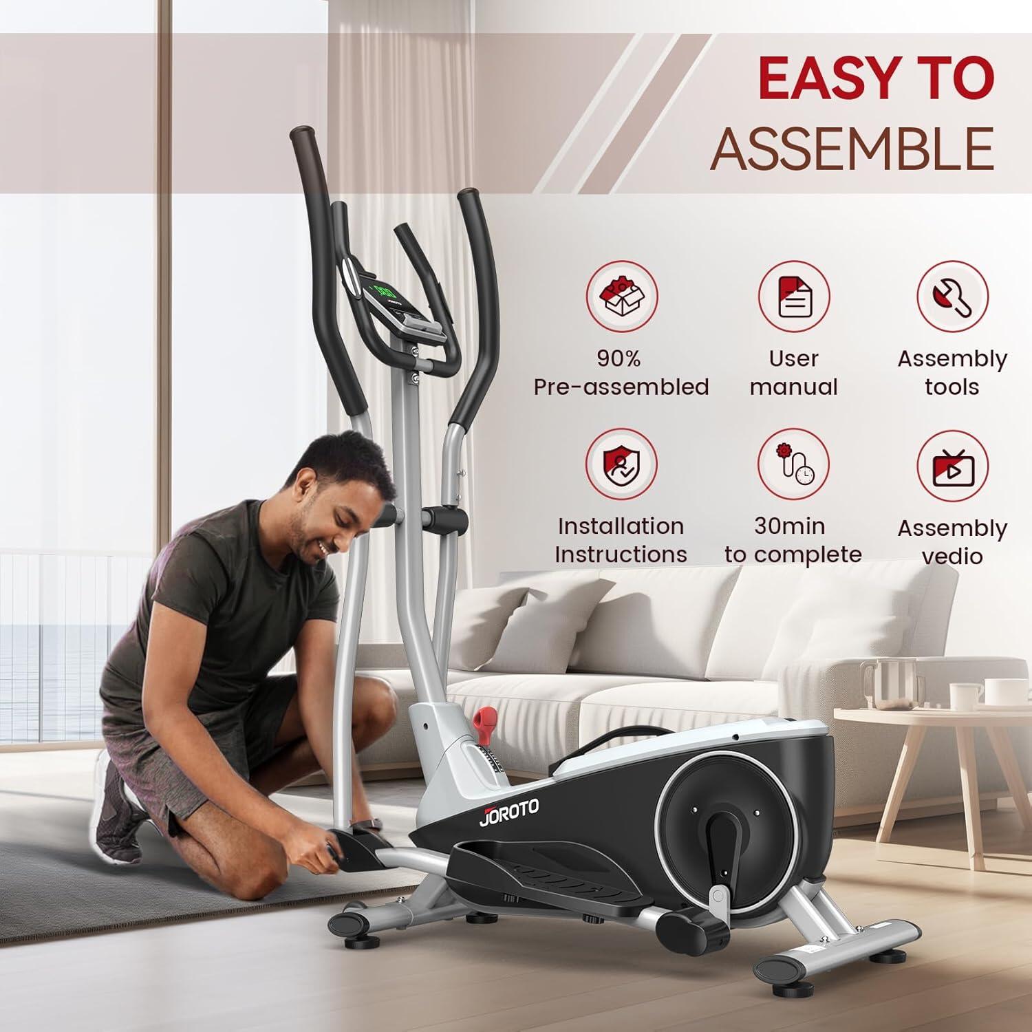 JE30 Vélo elliptique, 8 résistance magnétique, capteurs de pouls et app, 150 KG 7/7