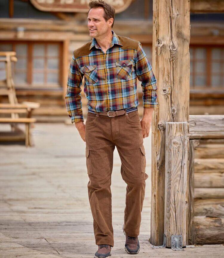 Chemise Flanelle Carreaux Empiècements Suédine  4/6