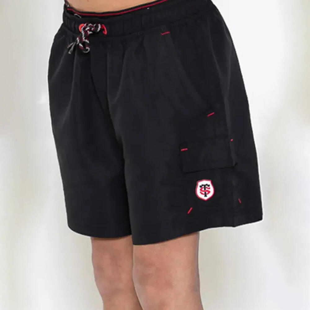 Short da Bagno Bambino Melease Stade Toulousain Rugby Nero 3/4