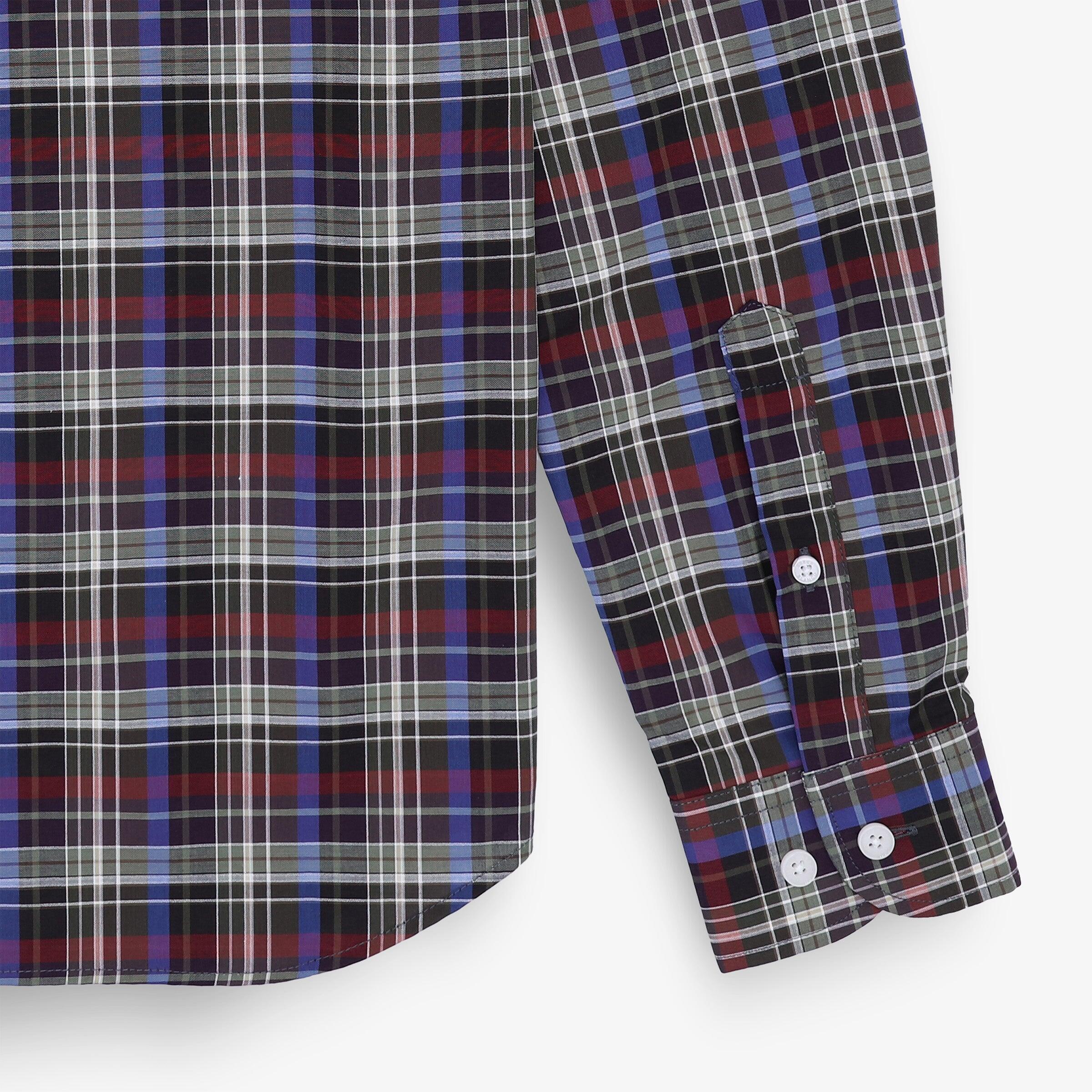 Camisa de manga larga de algodón a cuadros multicolores 4/4