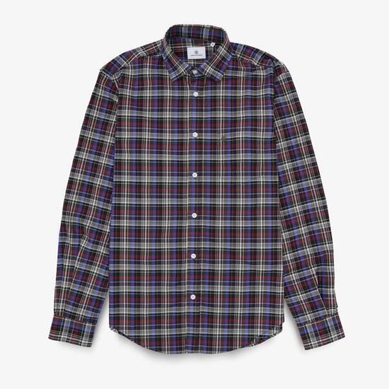 Chemise manches longues en coton à carreaux multicolore