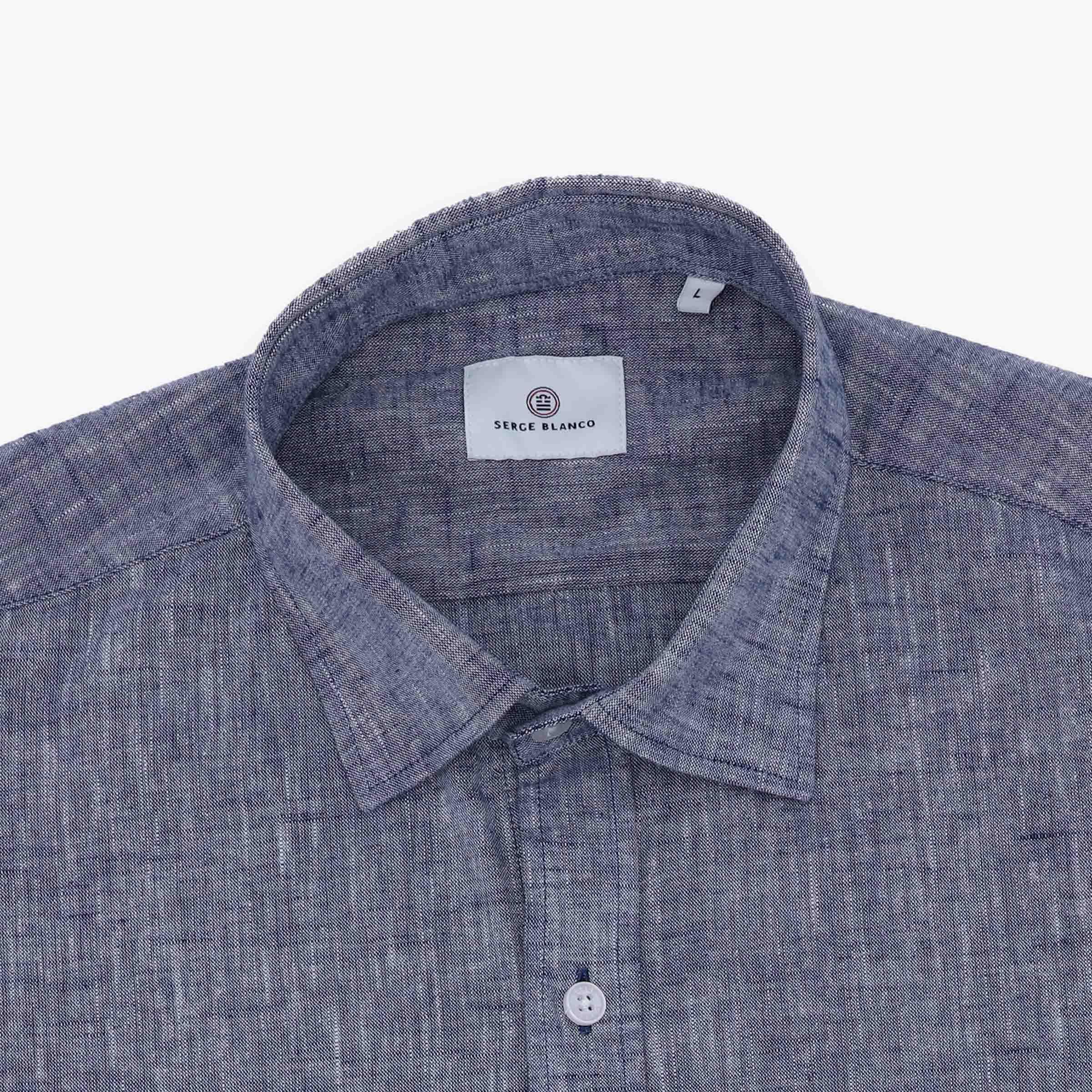 Camicia a maniche corte blu con stampa 3/5