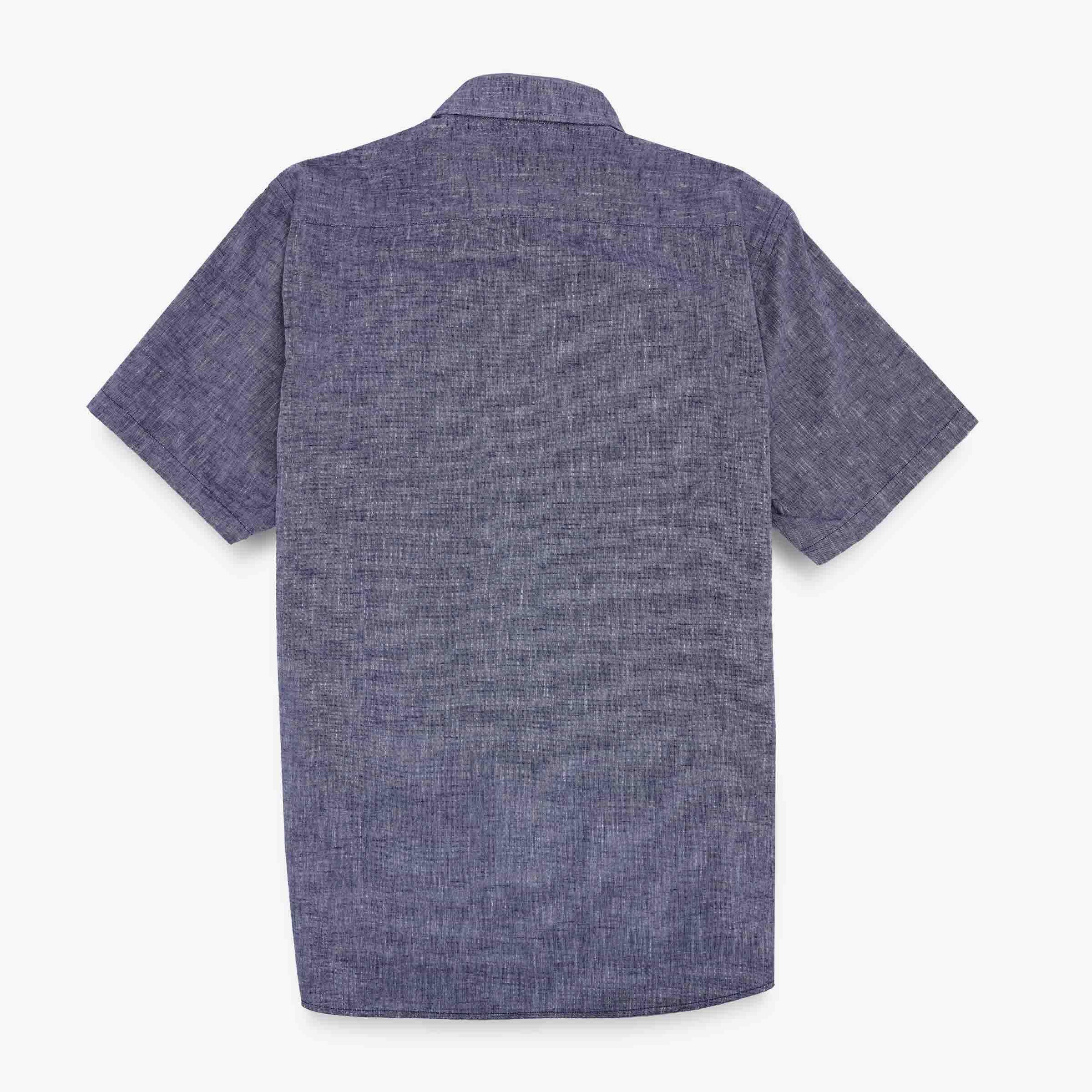 Camicia a maniche corte blu con stampa 2/5