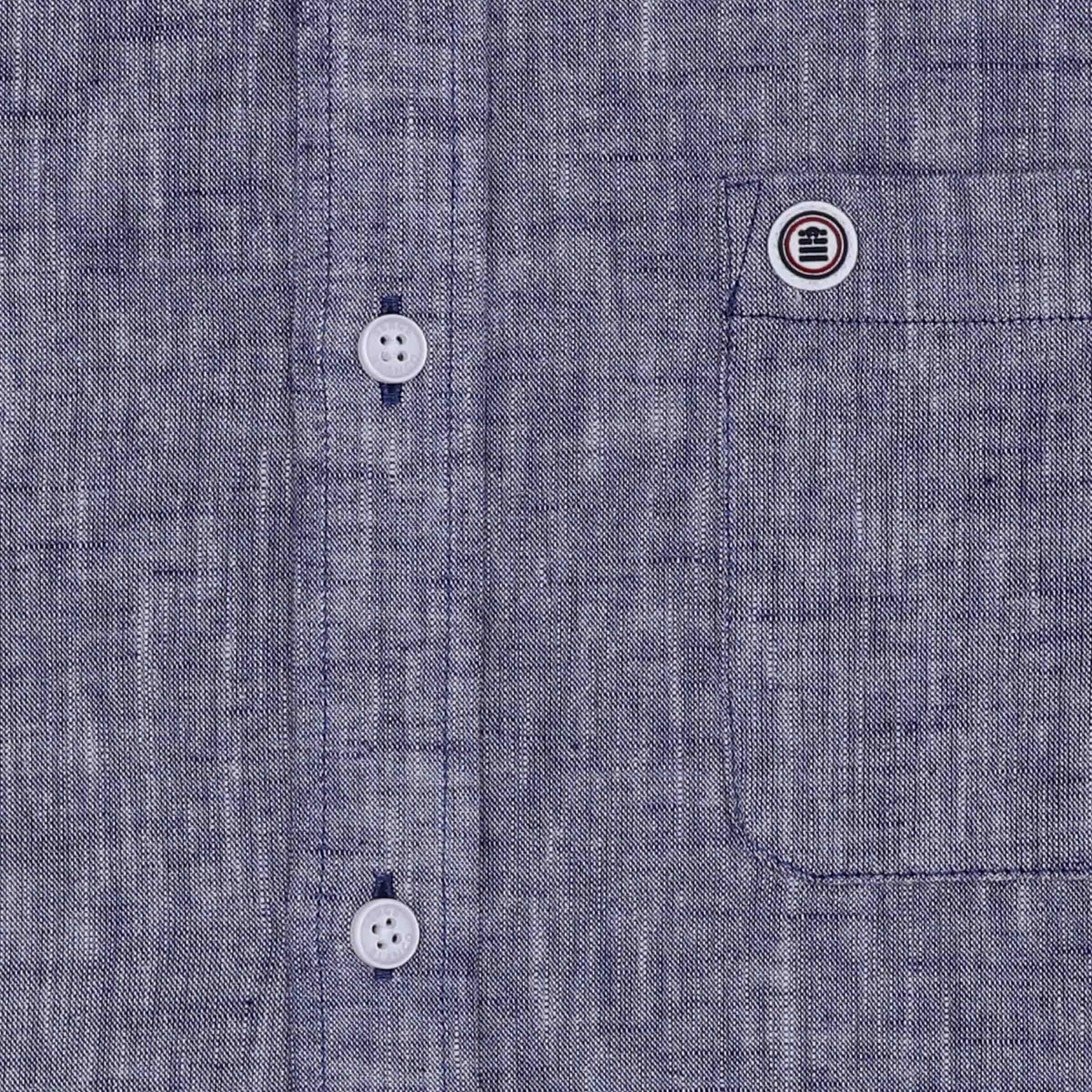 Camicia a maniche corte blu con stampa 5/5