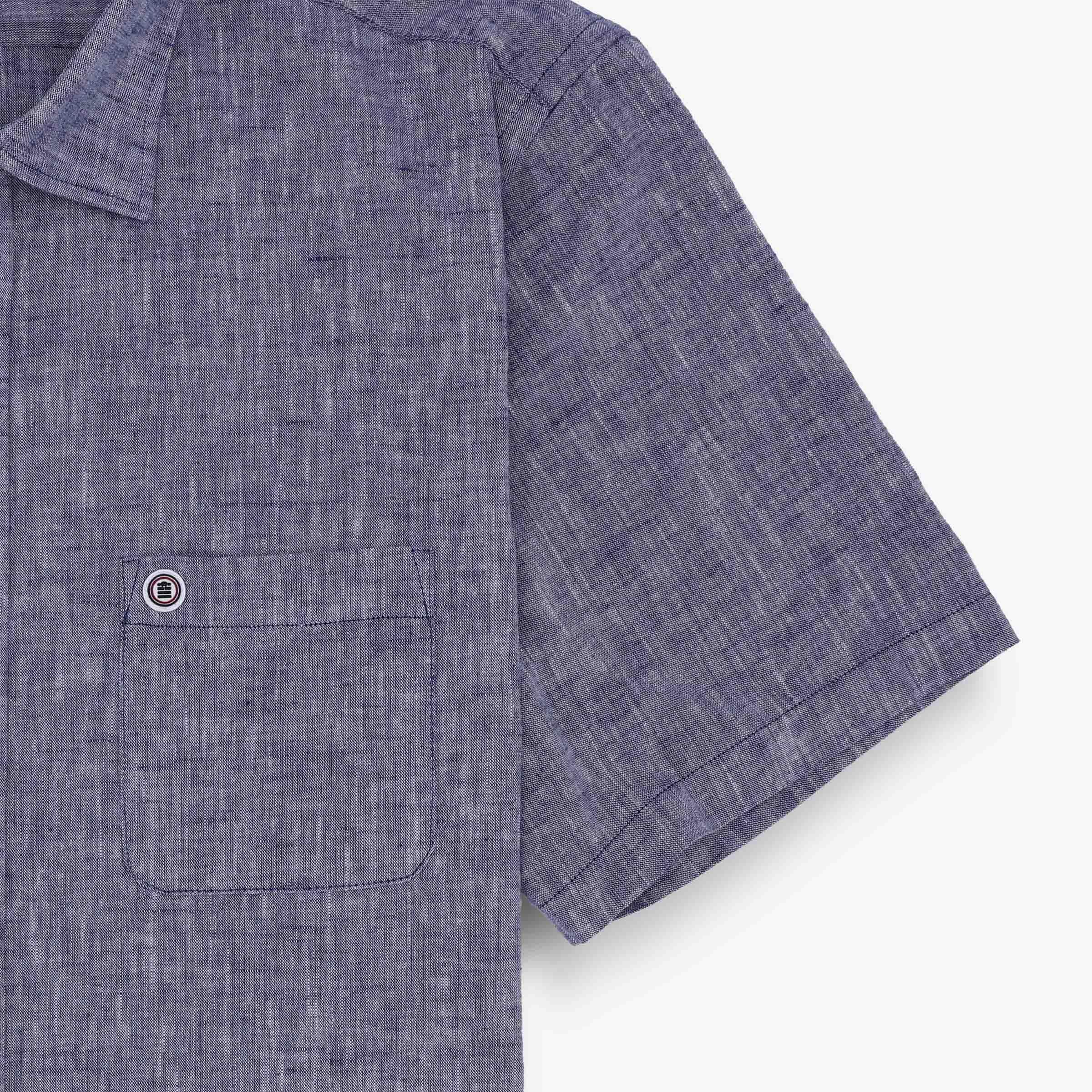 Camicia a maniche corte blu con stampa 4/5