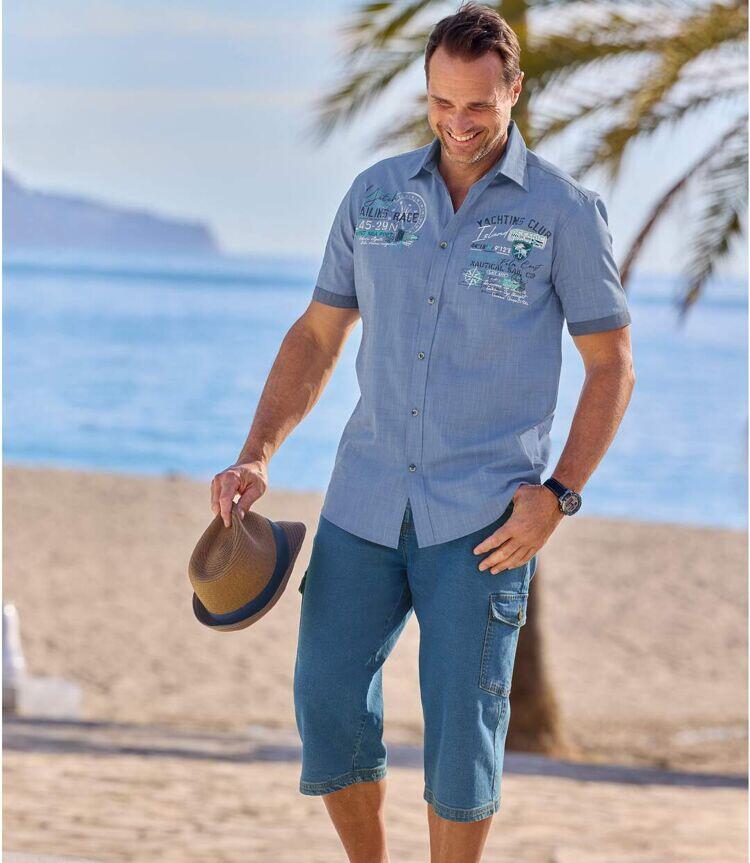 Pantacourt en Jean Stretch Cargo  3/4
