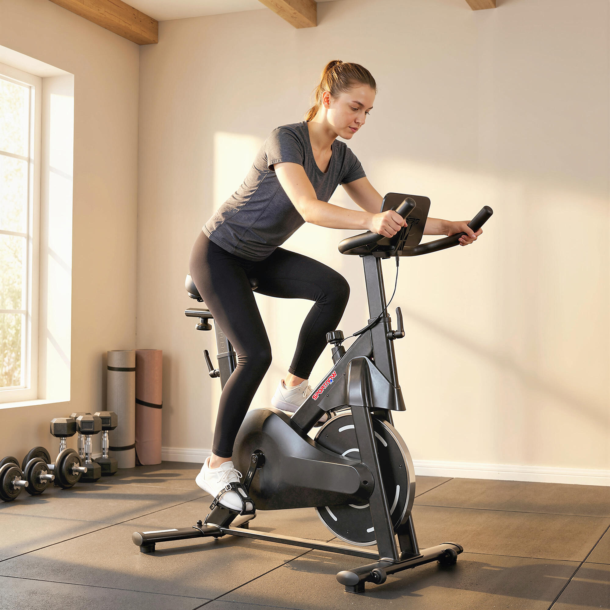SPORTNOW Cyclette da Allenamento Magnetica con LCD, 120kg, Nero 2/8