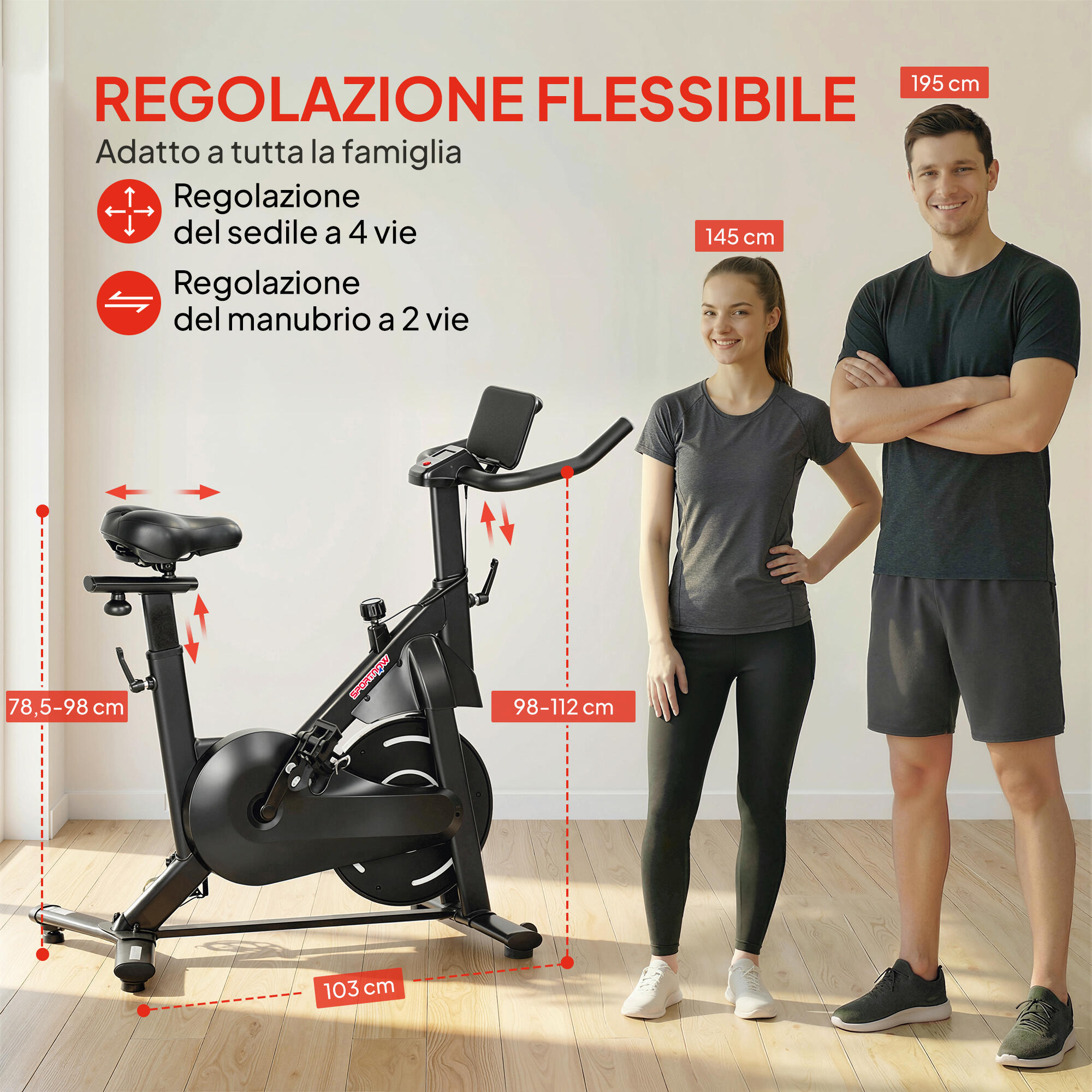 SPORTNOW Cyclette da Allenamento Magnetica con LCD, 120kg, Nero 5/8