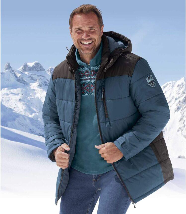 Zweifarbige wattierte Jacke mit Kapuze 3/7