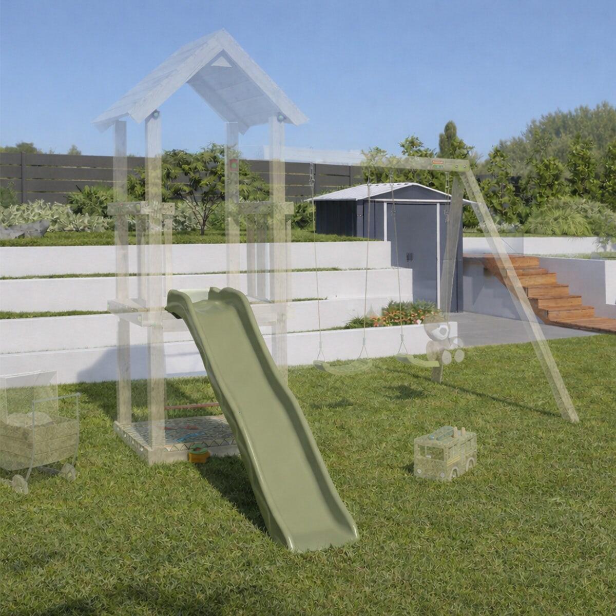 Glissière de toboggan 1,73 m de glisse vert pâle - Hauteur 85 à 90cm 3/4
