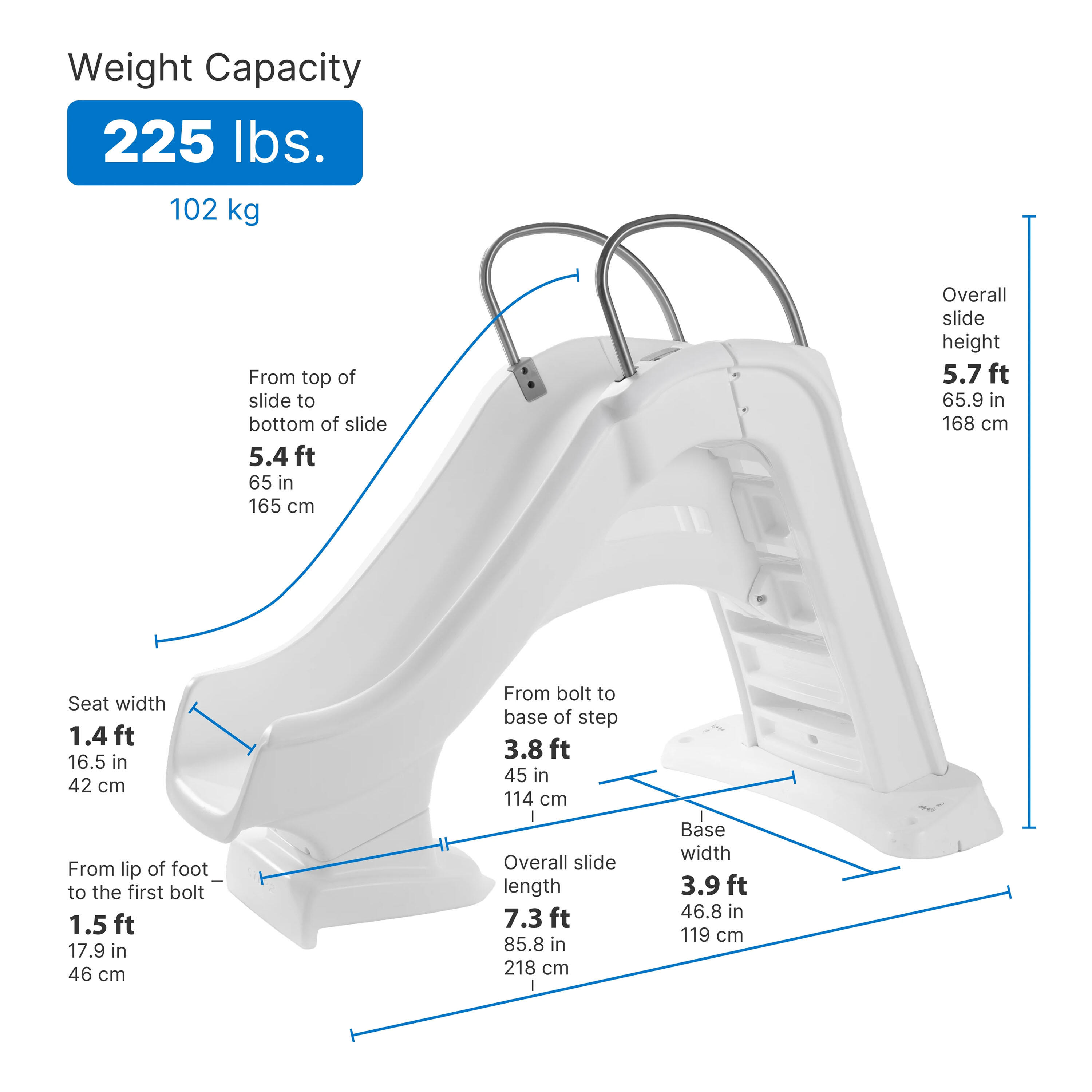Zwembadglijbaan Step2 Vero Poolside van plastic wit - 1,2 meter 3/7