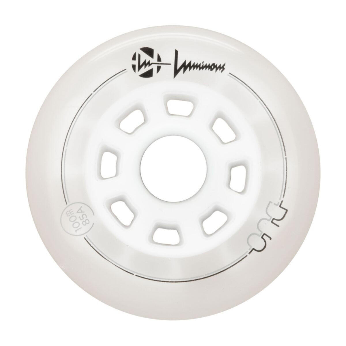 Zestaw 3 kółek do rolek Luminous 100mm/85A Duo White Pearl LED 1/1